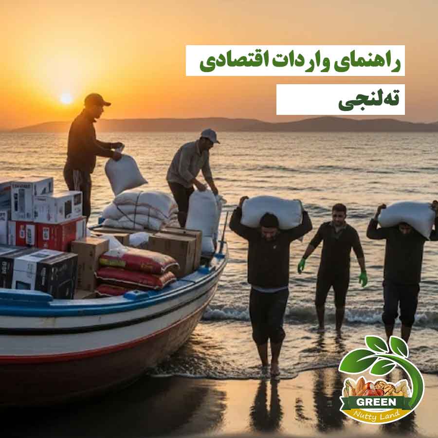 تصویر ملوانان در حال تخلیه بار از قایق؛ مرتبط با واردات اقتصادی تهلنجی